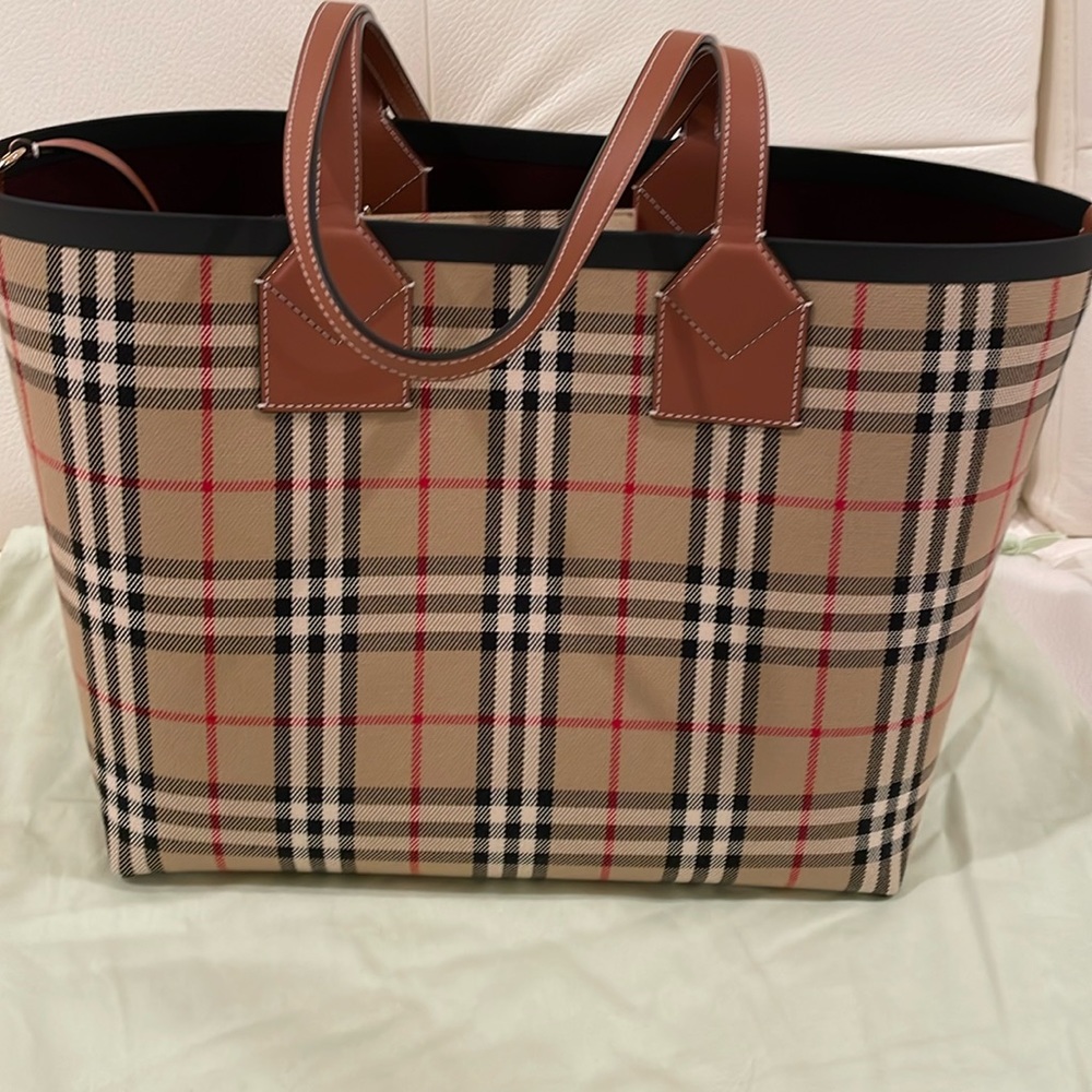 NEW with tags Burberry check canvas tote